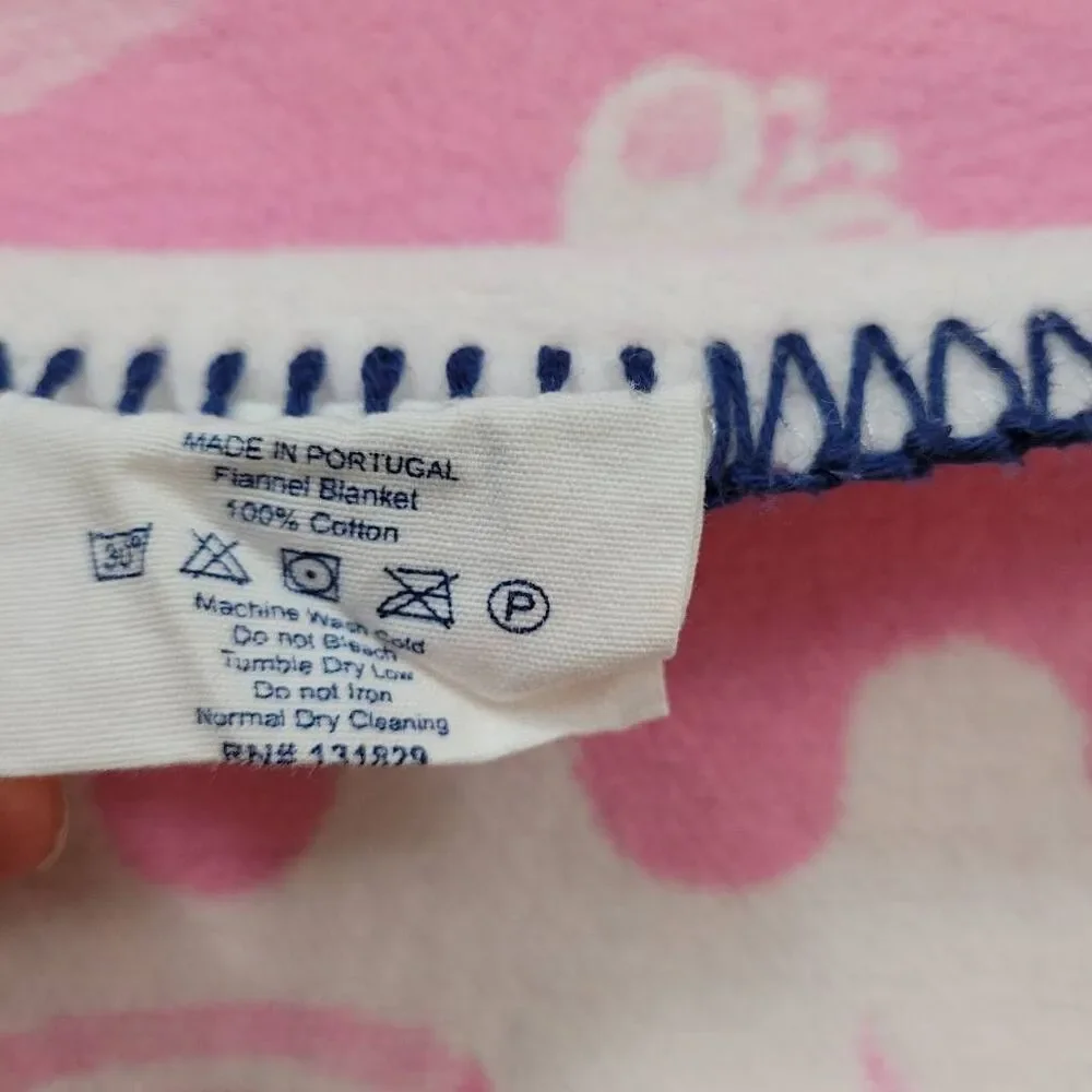 Two Jonathan Adler Junior Cotton‎ Flannel Animal Baby Child Blanket Pink White